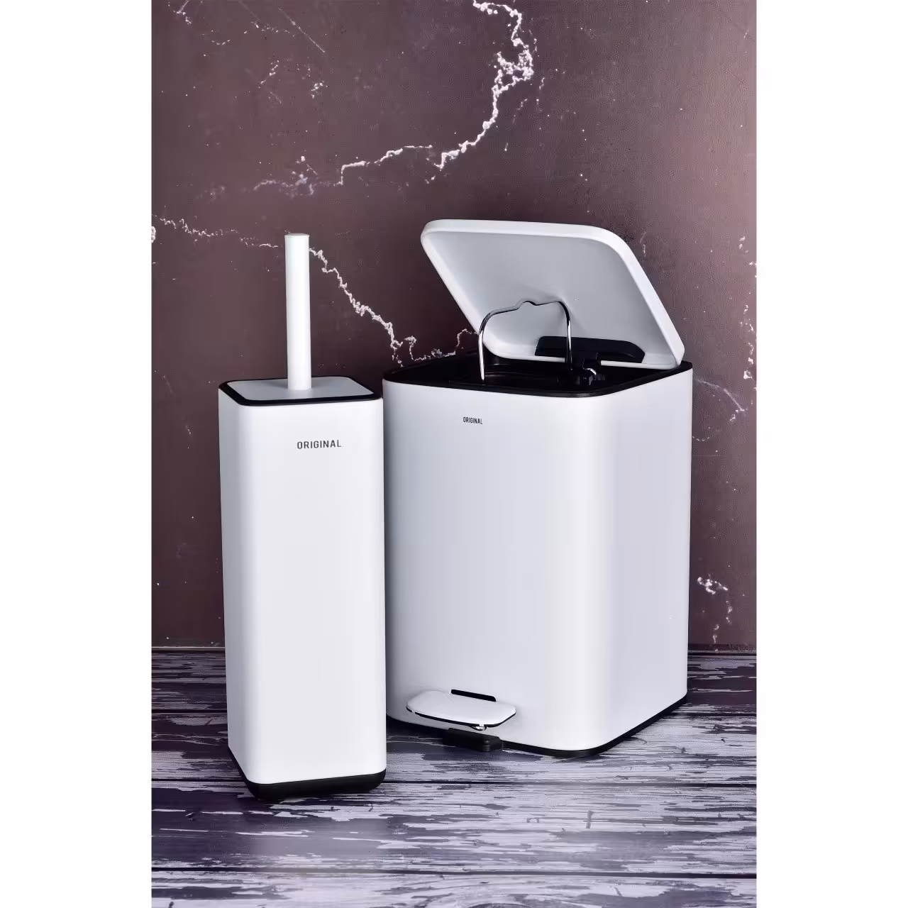 ست سطل زباله و فرچه Original سفید کد 222