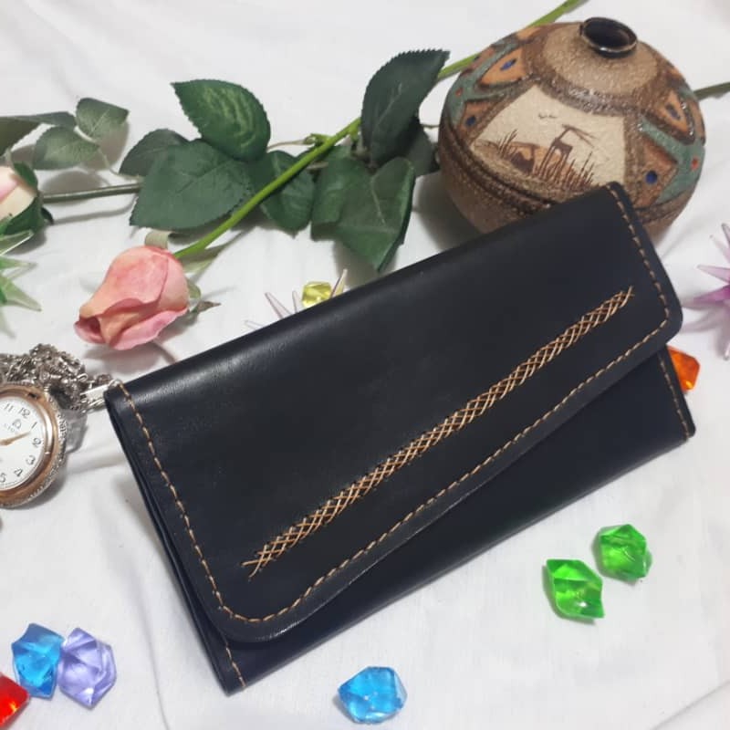 کیف پول کتی مردانه چرم طبیعی گاوی وبزی ودستدوز