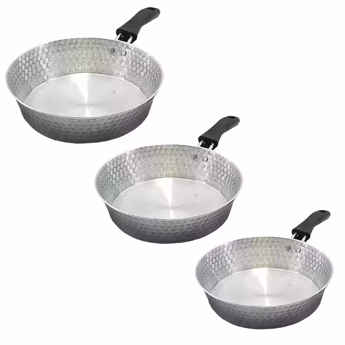 سرویس 3 پارچه تابه روحی چکشی سایز 20و22و24 تک دسته پلاستیکی