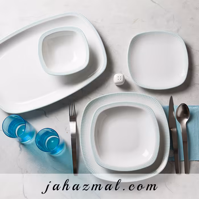 سرویس چینی زرین طرح مون بلان آبی 27 پارچه