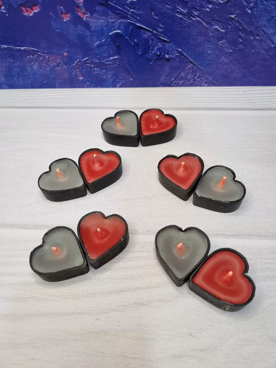 شمع دست ساز طرح قلب ولنتاین سفید و قرمز