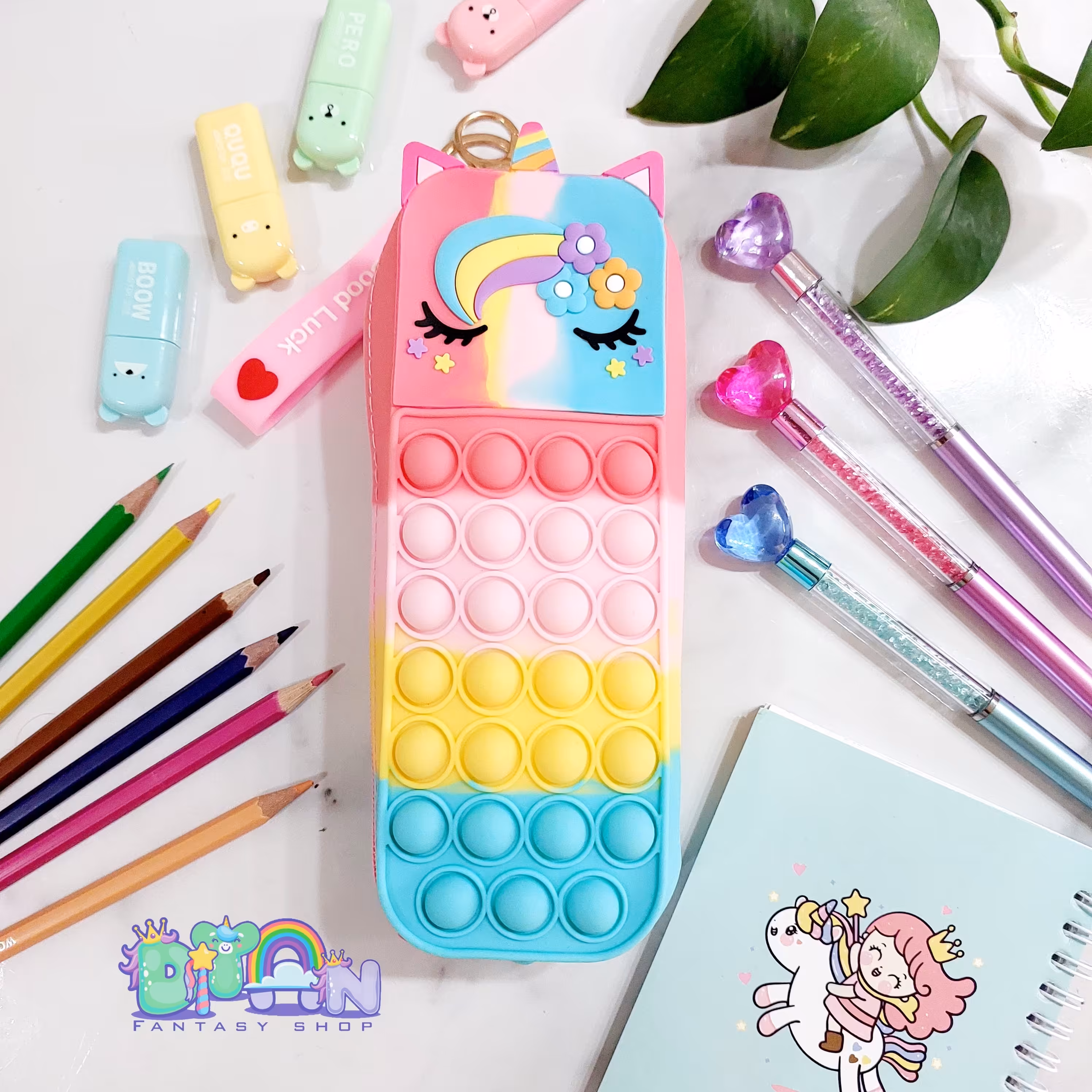 جامدادی سیلیکونی پاپیتی فانتزی طرح تکشاخ آبرنگی 13