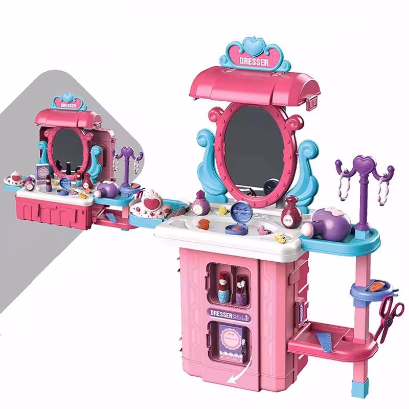 اسباب بازی میز آرایش کودک صورتی چمدانی 38 تکه کد 8125