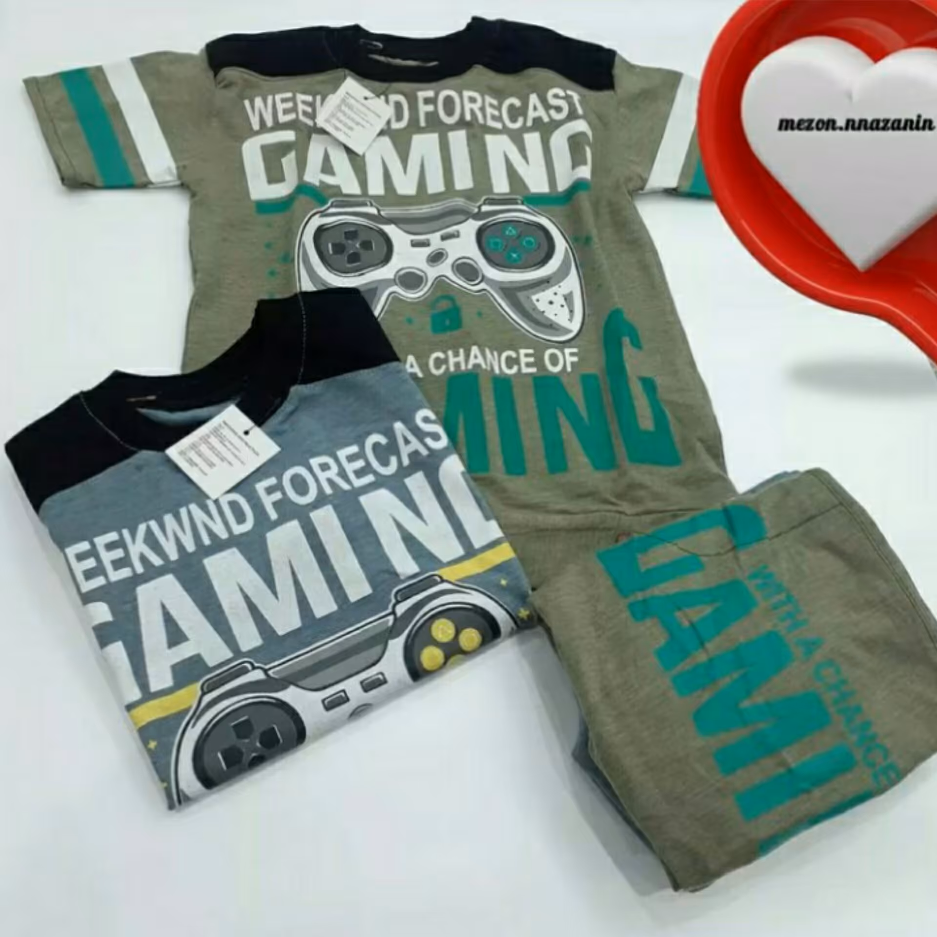  تیشرت شلوارک پسرانه بچگانه  طرح پلی استیشن مناسب روزمره