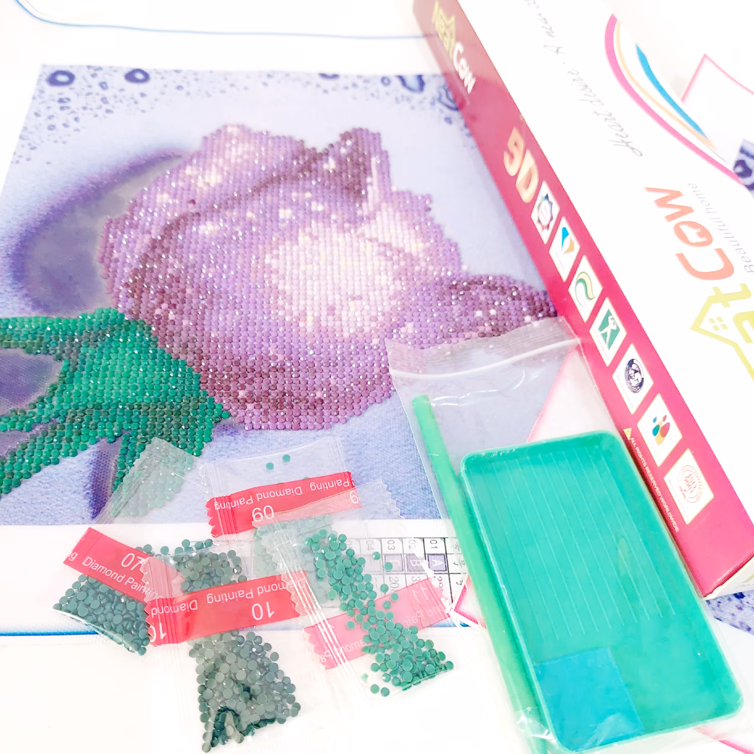 نقاشی باالماس طرح رز  بنفش