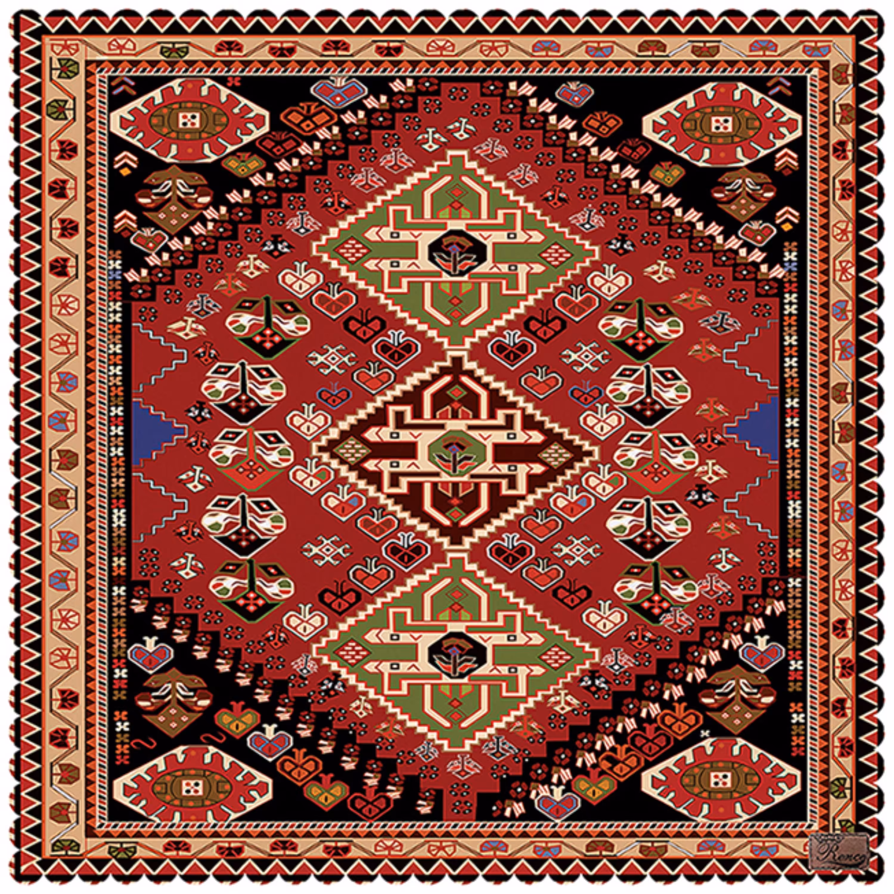 رومیزی مخمل طرح سنتی سایز 140 در 140 مدل T7-453 شرکت رنس