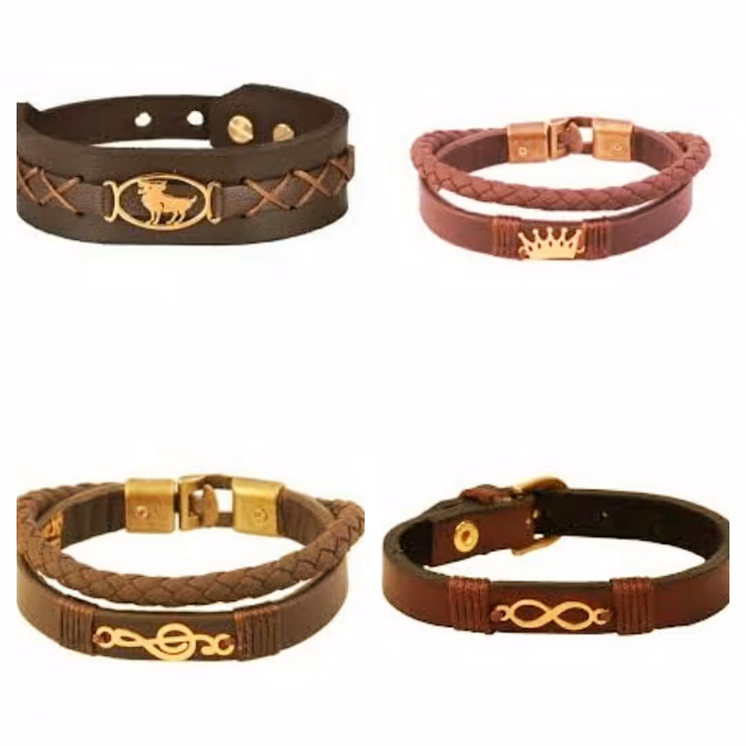 دستبند چرم طبیعی و سگک استیل رنگ ثابت