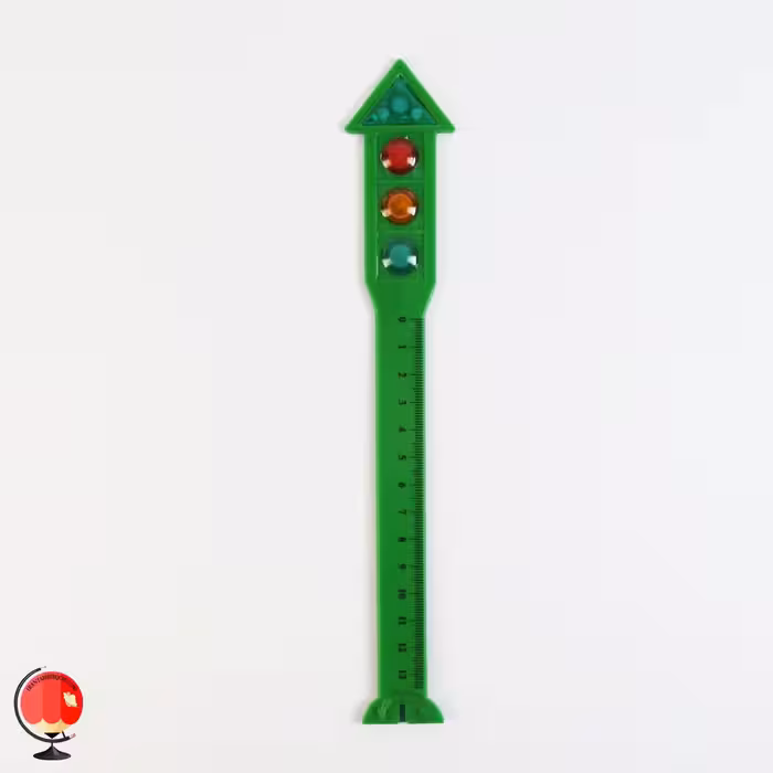 خط کش فانتزی 13 سانت طرح چراغ راهنمایی رنگ سبز