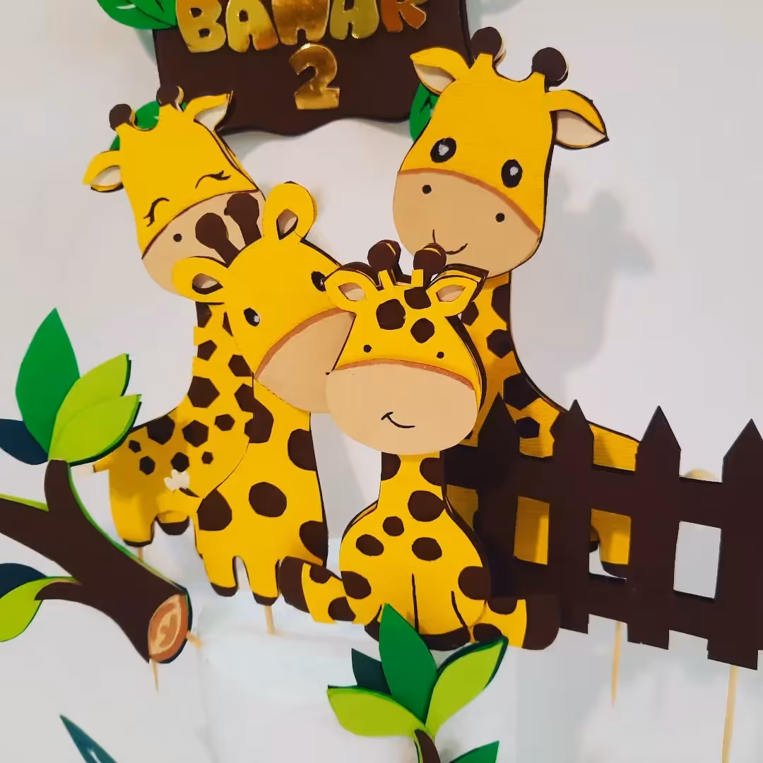 تاپر کیک تولد کودک تم سافاری