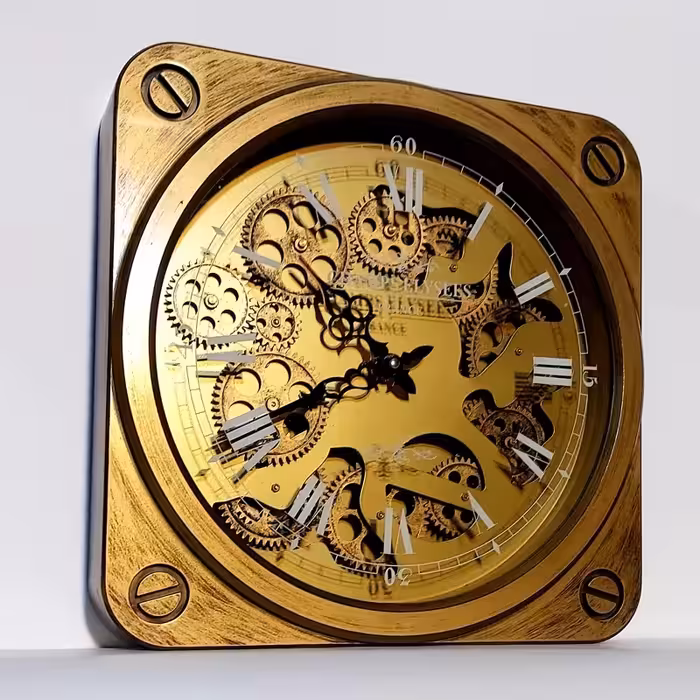 ساعت دیواری مربع چرخ دنده متحرک w456 عالیجناب | amazonchi