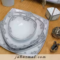 سرویس چینی پردیس طرح آزارا نقره ای 30 پارچه کد 2010a