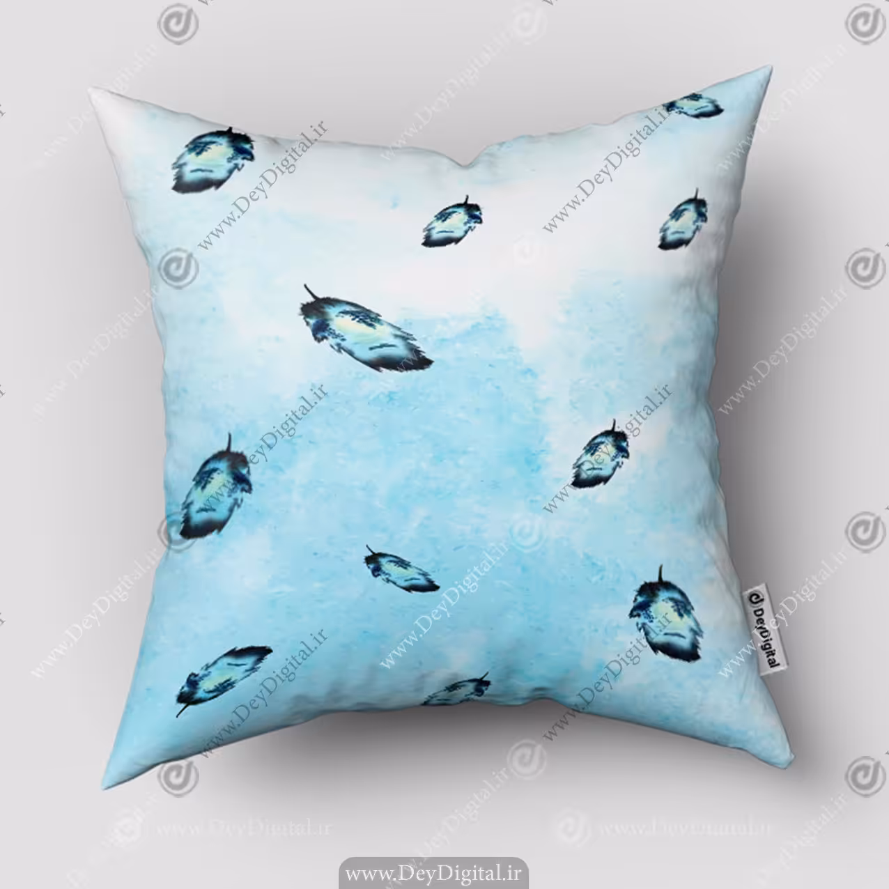 کوسن چاپی طرح پر با رنگ آبی PK-5454