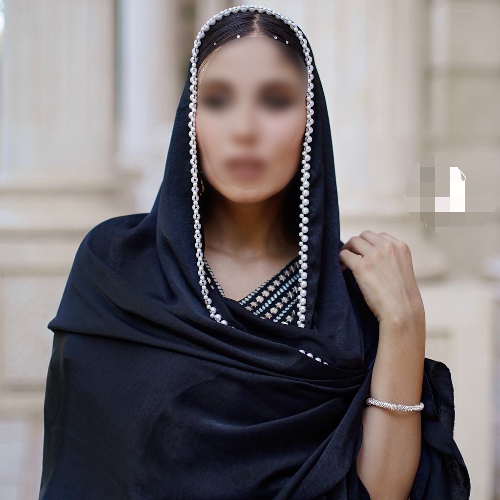 شال مشکی محرم دور مروارید دوزی(ارسال رایگان)شال مجلسی شیک