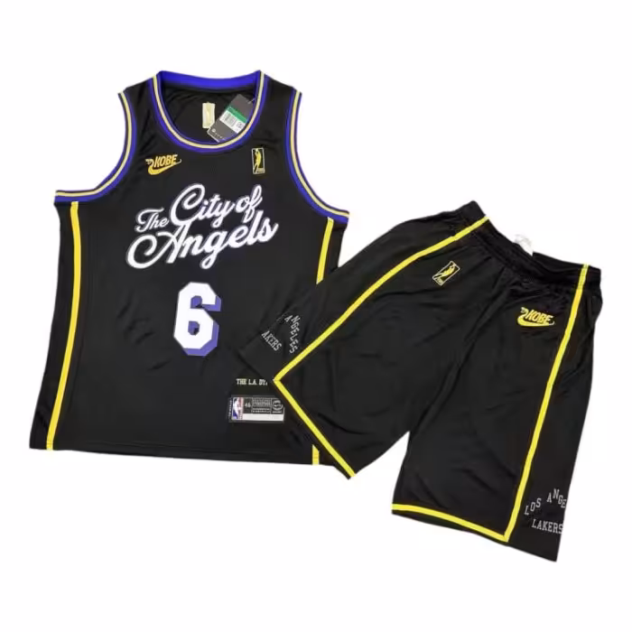 پیراهن شورت بسکتبالی لس آنجلس لیکرز مشکی 2023 شماره 6