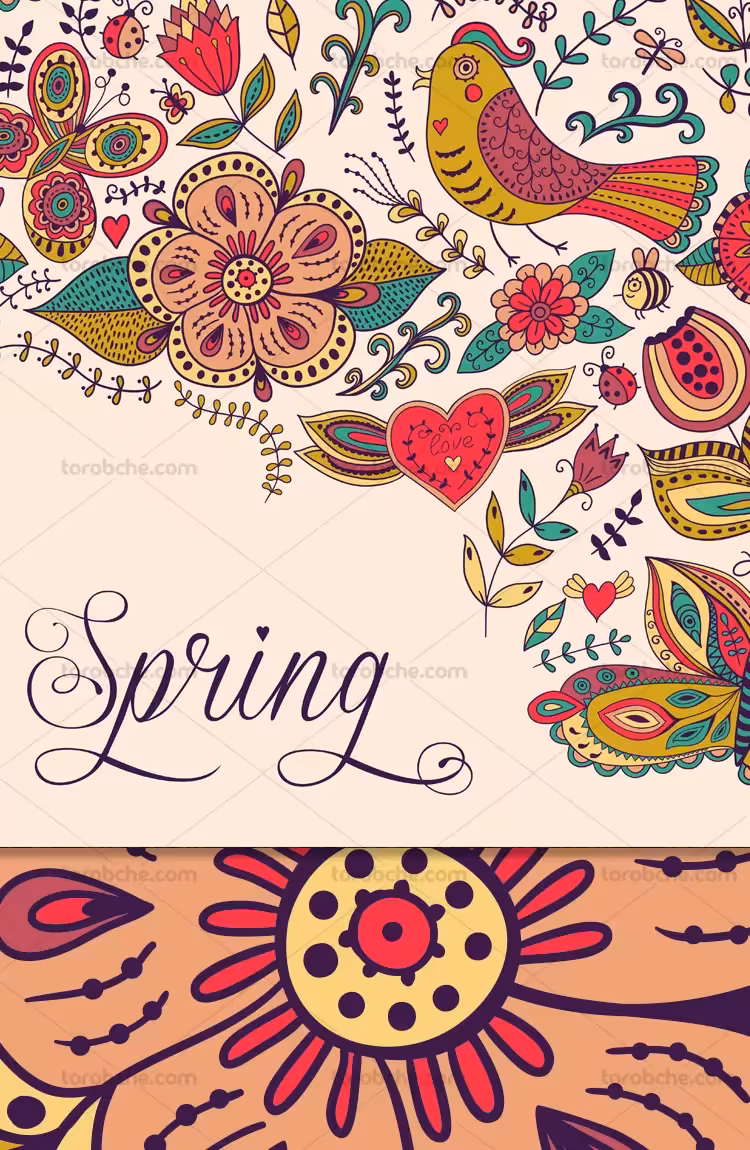 طرح پس زمینه گل و بوته سنتی | گرافیک با طعم تربچه