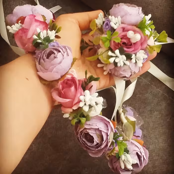 گل ارایی تاج و مچ بند عروس ست