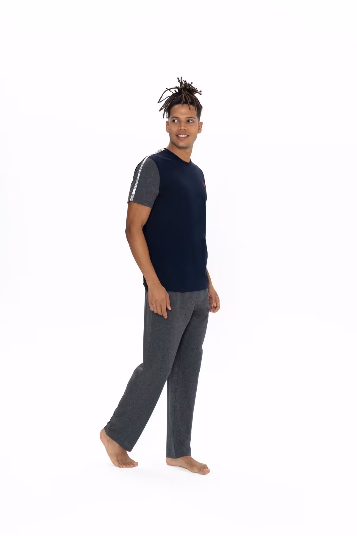 ست پیژامه آبی مردانه مجموعه لباس خواب یقه گرد USPA U.S. Polo Assn.