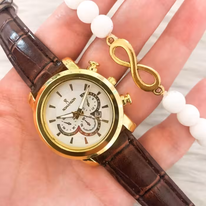 ست ساعت مچی چرم و دستبند 2