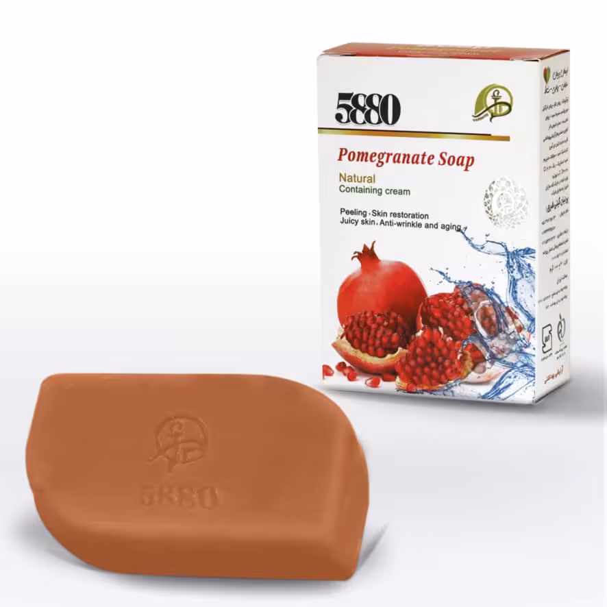 صابون گیاهی انار طبیعی حاوی کرم و روغن نارگیل (شفاف کننده پوست، ضد چین و چروک، جوان ساز )