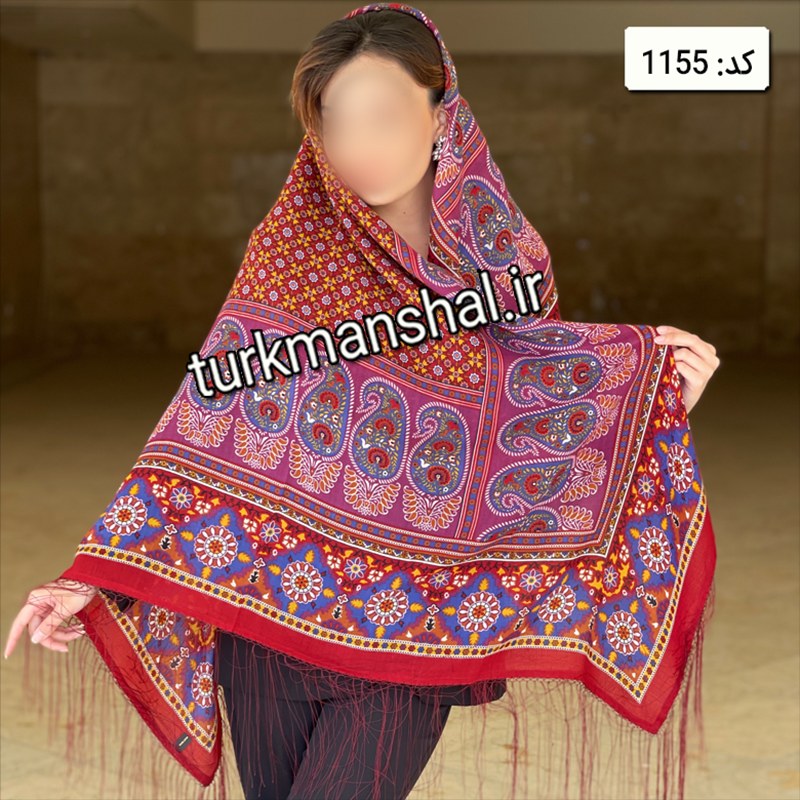 روسری ترکمن ابریشمی (ایتالیایی) کد 1155