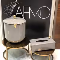 ست سطل و جا دستمال فلزی طوسی