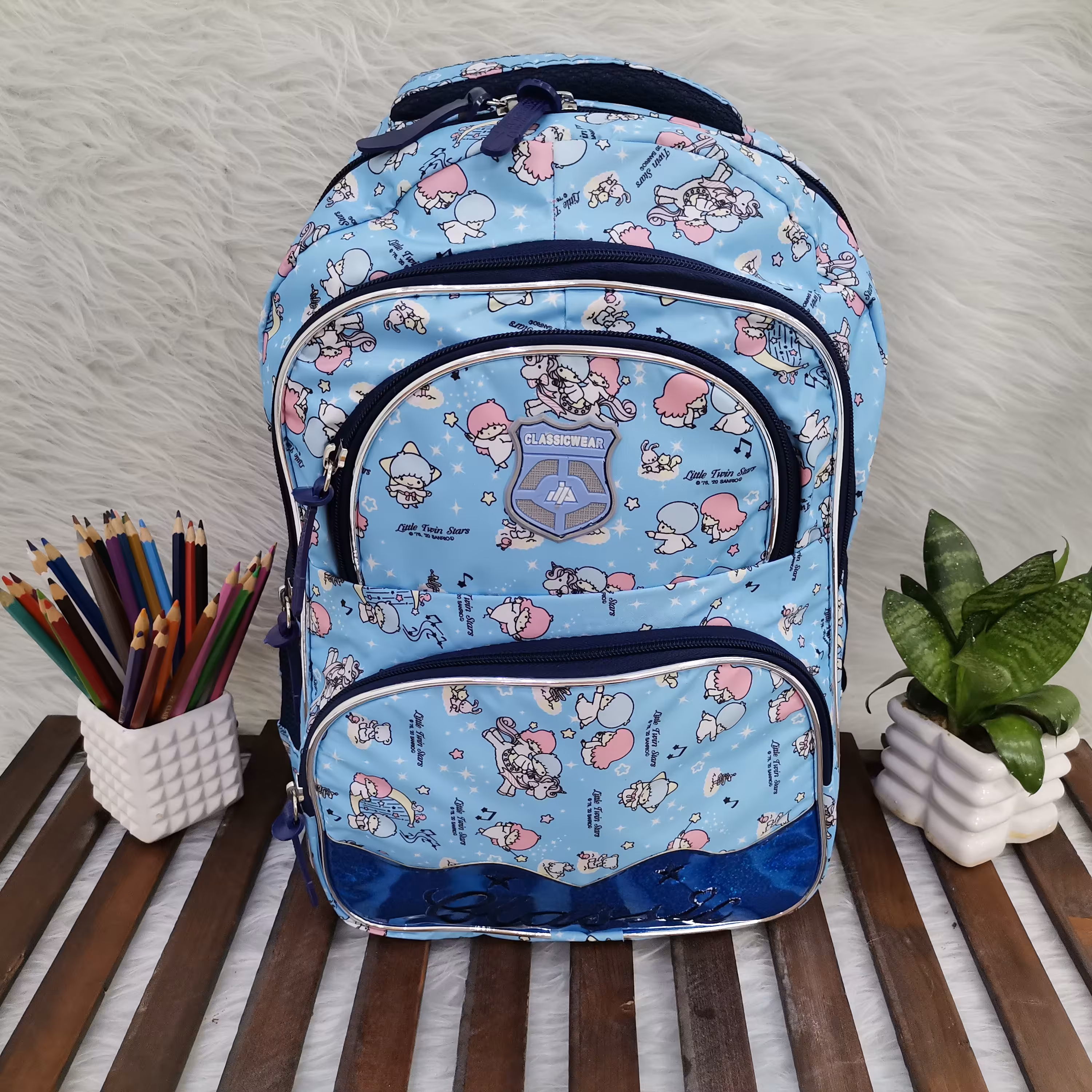 کیف مدرسه کوله پشتی مدرسه طرح فانتزی عروسکی جنس مموری 4زیپ ضدآب درجه 1، تضمین کیفیت جنس و دوخت فوق العاده سبک و جادار