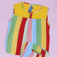 تاپ شلوارک نخ تایلندی.‌رنگ پرچمی.فری سایز.بسیار خنک و لطیف