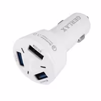 شارژر فندکی فست شارژر جرلکس مدل GC-06 به همراه کابل تایپ سی با 6 ماه گارانتی و 3 پورت خروجی USB