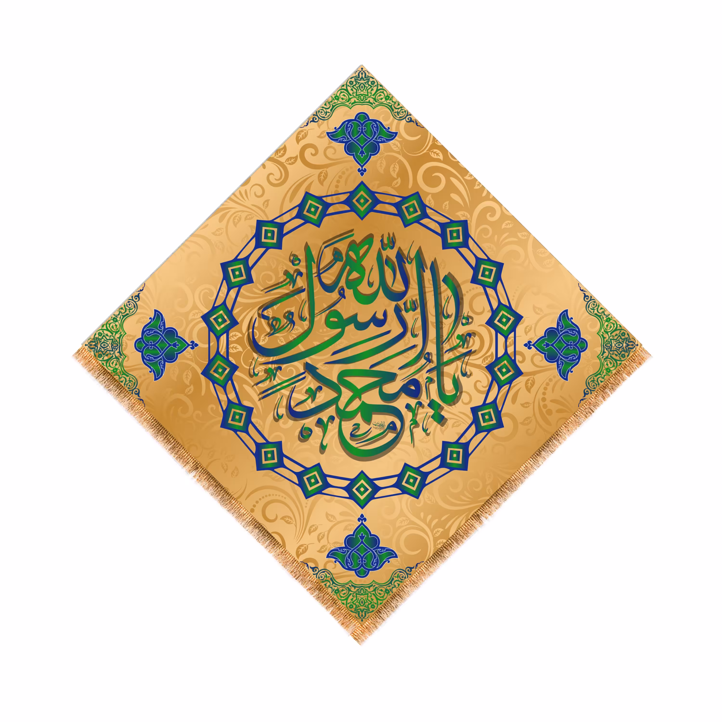 پرچم پشت منبری ولادت پیامبر اکرم(ص)کد6252سایز70x70سانتی متر