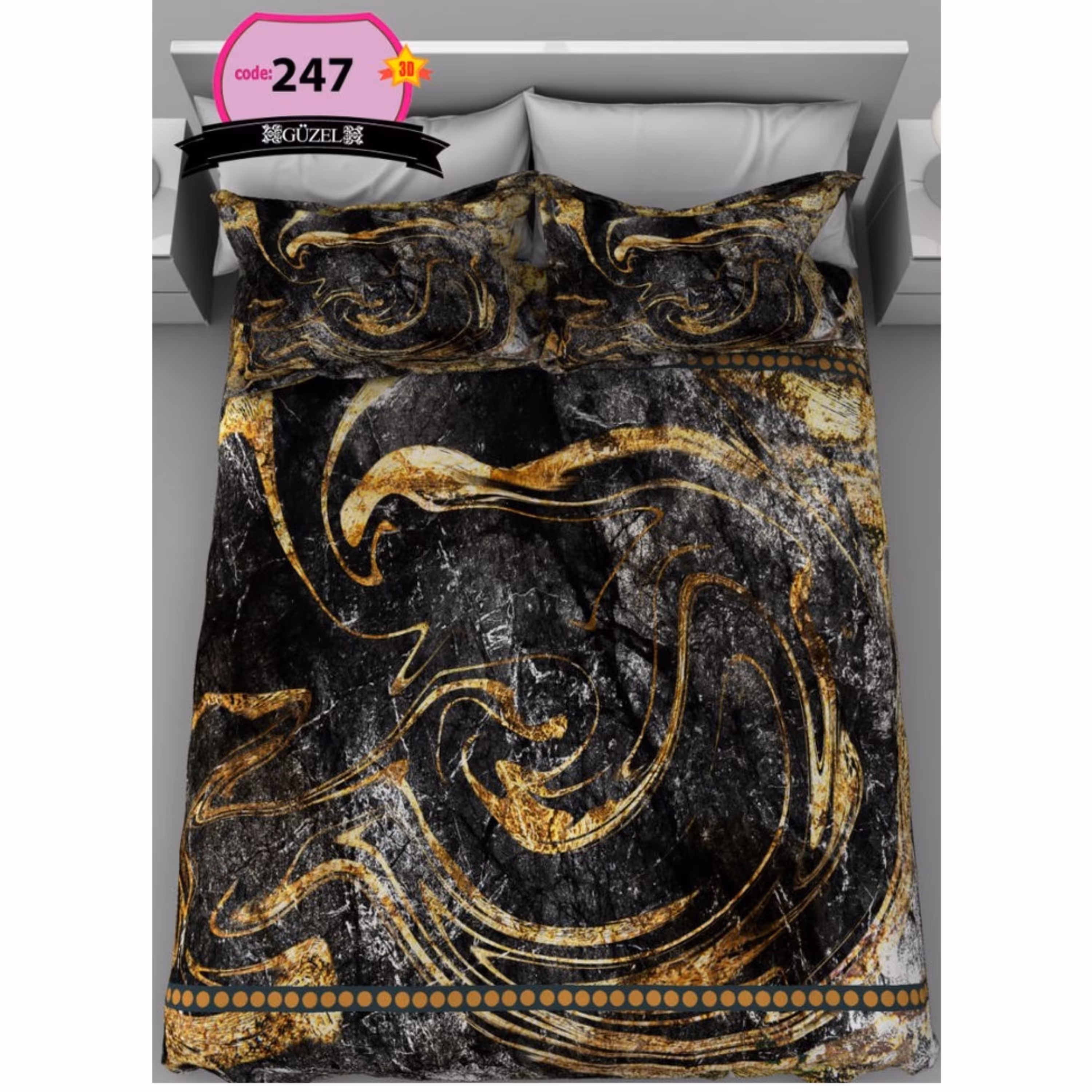 روتختی دونفره سه بعدی برند گوزل 7 تکه کد 247