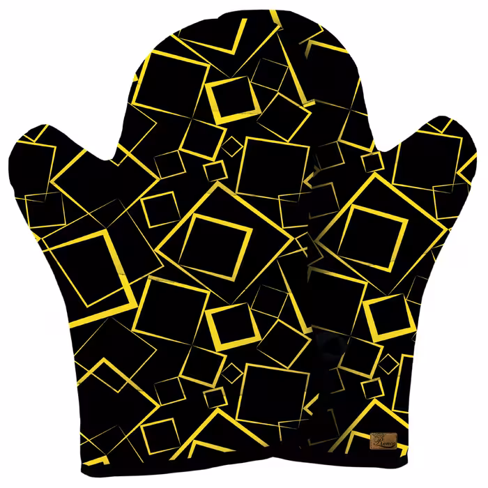 دستکش فر پارچه ای نسوز مخمل دو رو چاپ طرح مربع رنگی سایز 20 در 32 مدل F1-1010 شرکت رنس