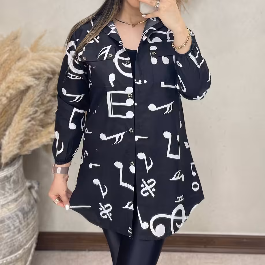 مدپوشاک زنانه شومیز مانتویی پوپلین طرحدار دخترانه شومیز مانتویی طرحدار شیک و جذاب خنک و سبک زنانه 