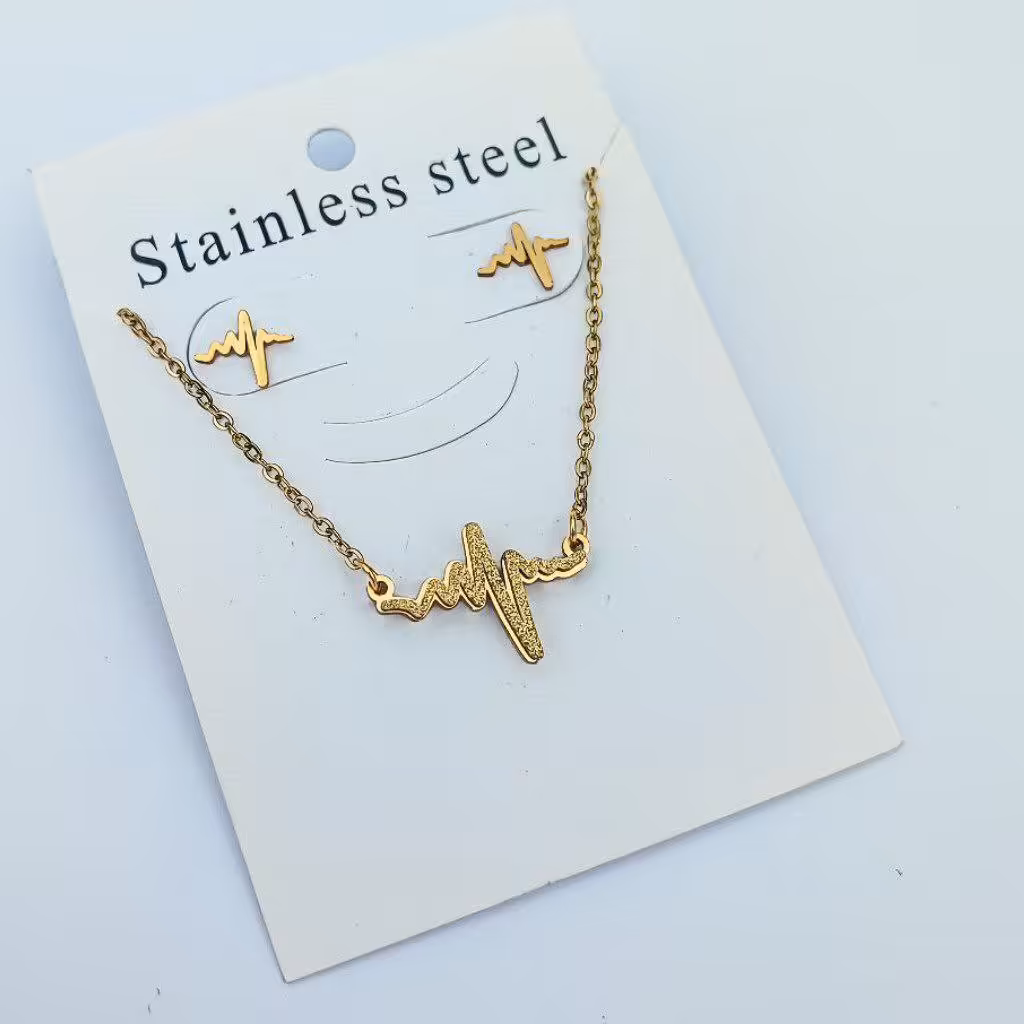 نیم ست شن پاش استیل رنگ ثابت طرح ضربان قلب مدل 27