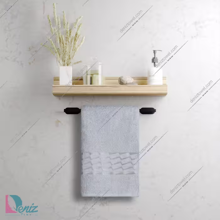 حوله دستی بزرگ طرح آرام رنگ نقرابی