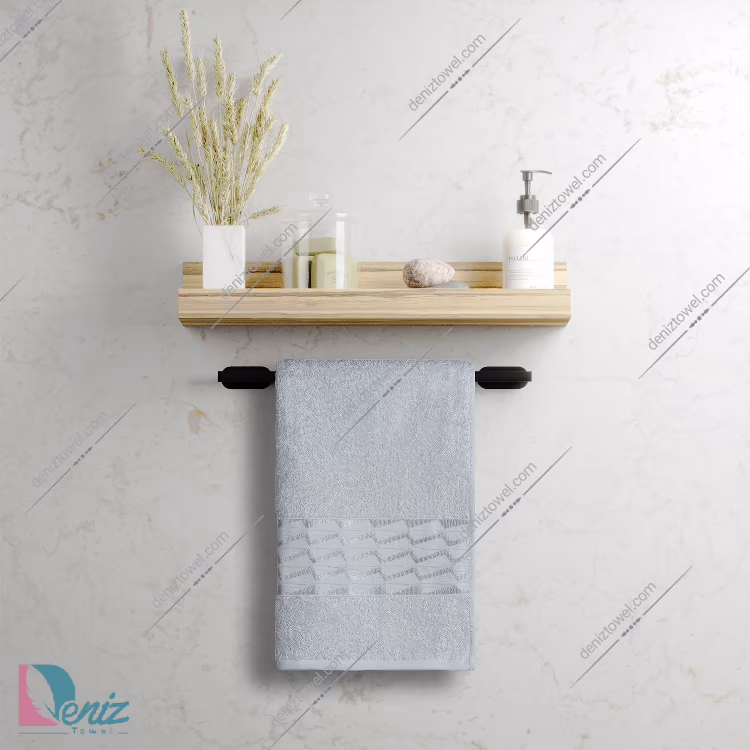 حوله دستی بزرگ طرح آرام رنگ نقرابی