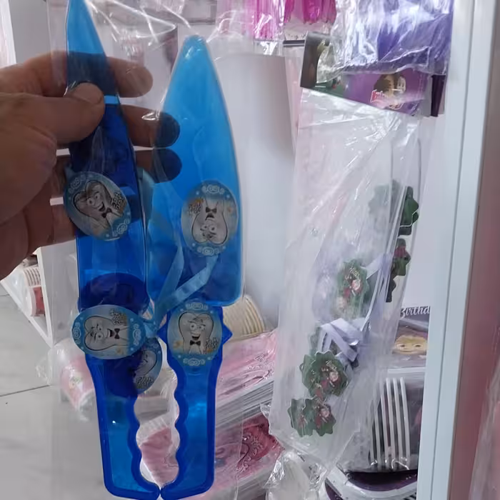 کارد و کفگیر کیک بری تم تولد دندونی آبی