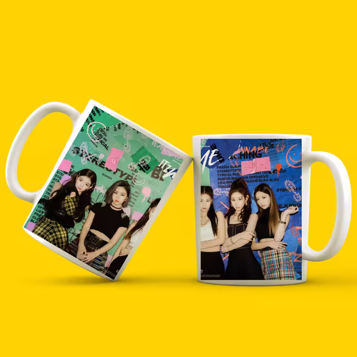 ماگ سرامیکی سفید طرح گروه ایتزی ( ITZY ) کد 01