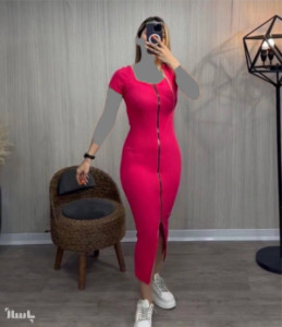 پیراهن شب زنانه کرپ مدل ماکسیجذاب جلوزیپ