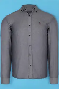 پیراهن / بلوز دکمه دار خاکستری مردانه G674 Light دودی اورجینال Dewberry