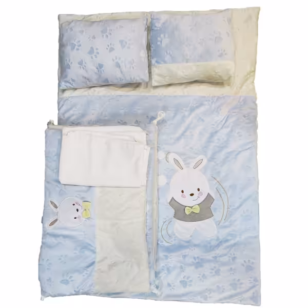 ست رو تختی نوزادی طرح خرس و خرگوش آبی