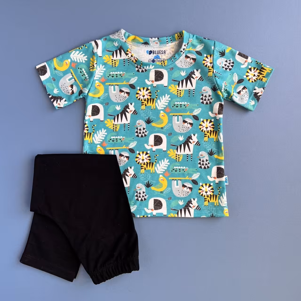 ست تیشرت چاپی طرح گورخر و شلوار  نخ پنبه  بلوسا