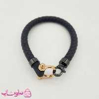 دستبند امگا رابر مشکی با قفل رزگلد کیفیت مستر