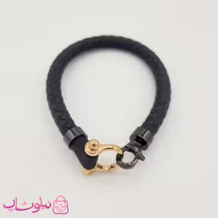 دستبند امگا رابر مشکی با قفل رزگلد کیفیت مستر