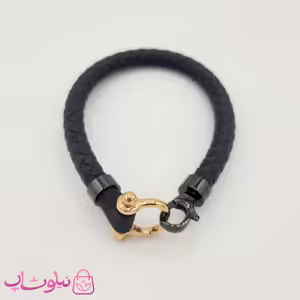 دستبند امگا رابر مشکی با قفل رزگلد کیفیت مستر
