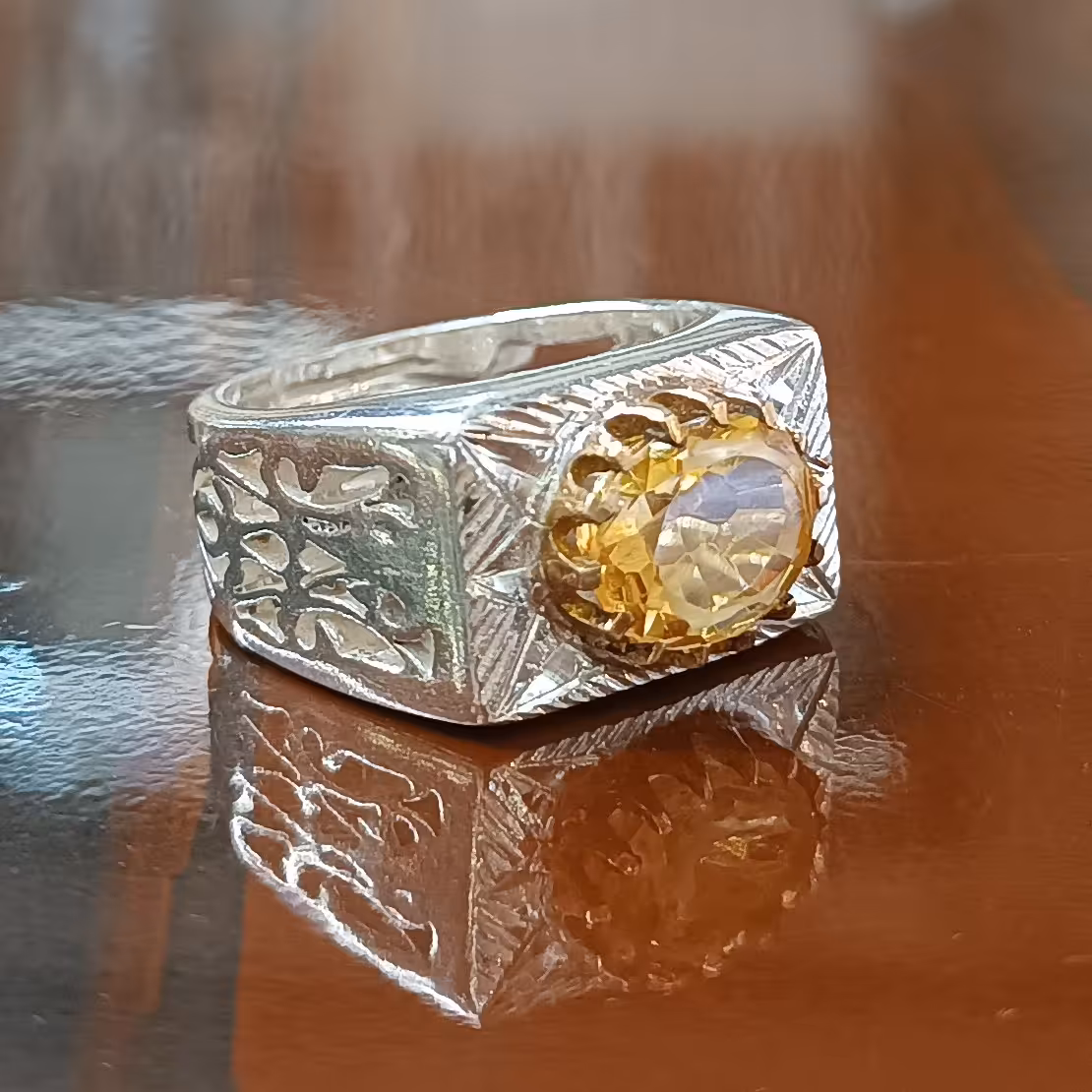 انگشتر سیترین نقره 