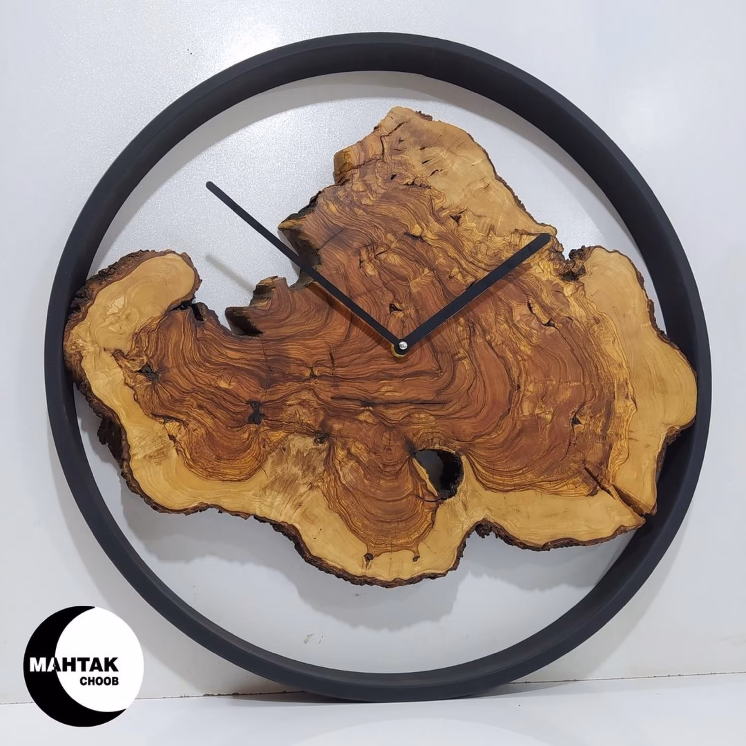 ساعت روستیک کد 121 (چوب زیتون و رینگ فلزی) سایز 50