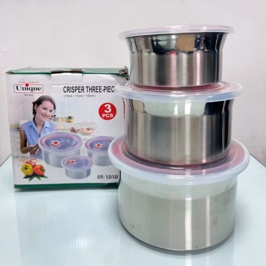 ظرف استیل سه تایی سوپاپ دار کیفیت عالی