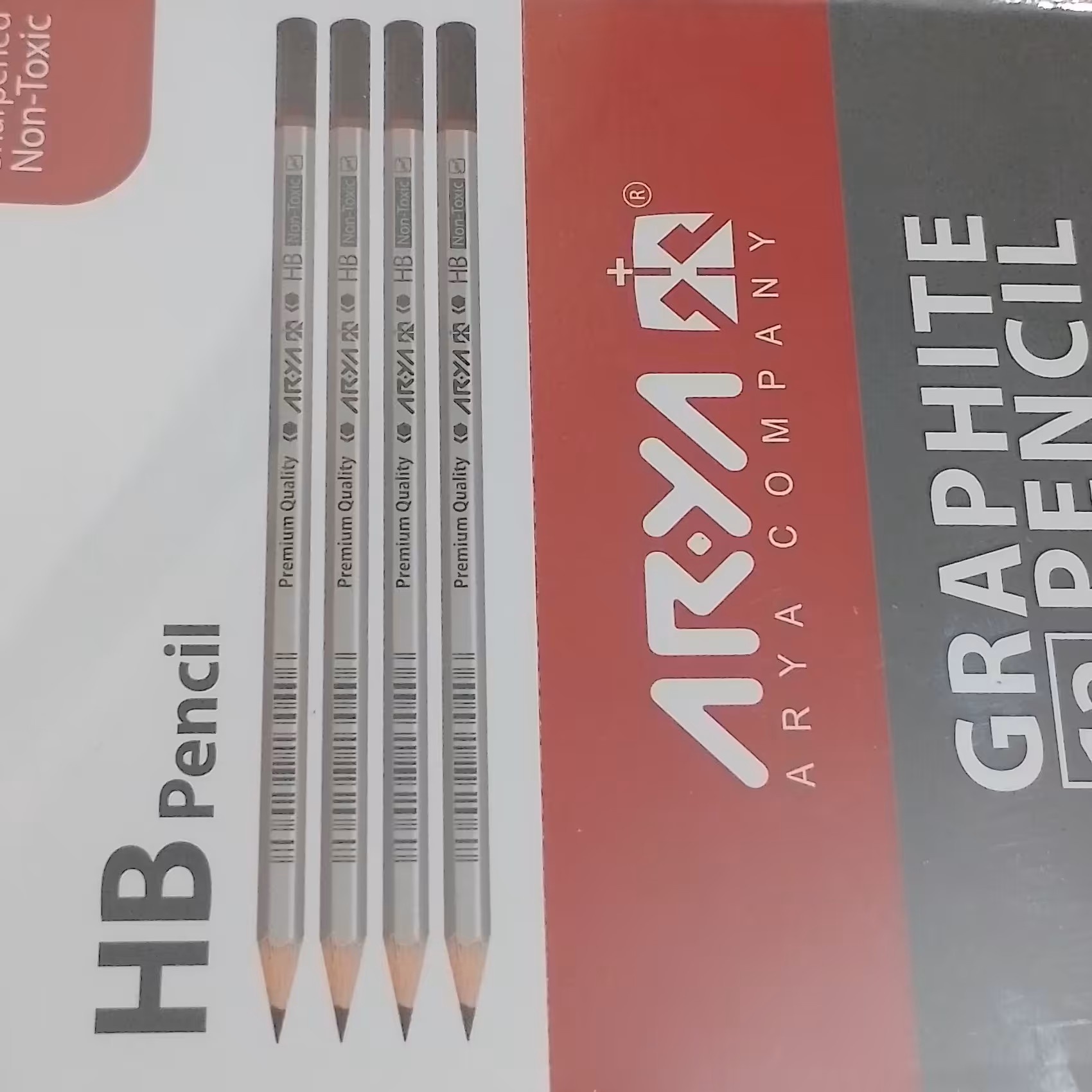 مداد مشکی آریا HB  کد 3060 با بدنه نقره ای رنگ شش ضلعی با کیفیت عالی