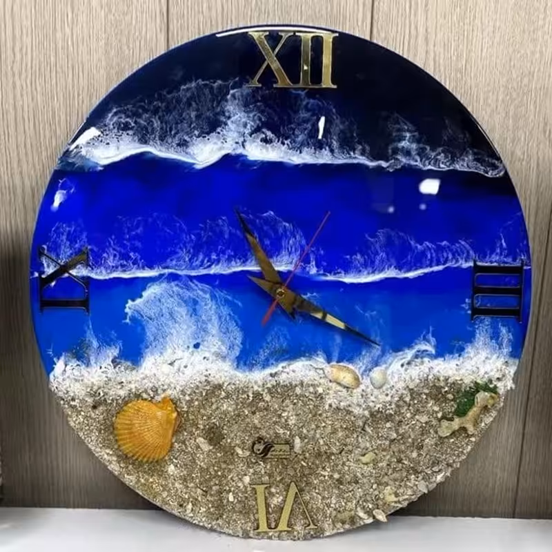 ساعت دیواری رزینی طرح دریا