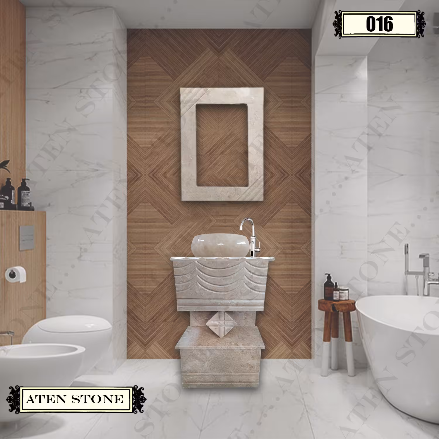 روشویی سنگی ((پرداخت قسطی)) با قاب اینه رنگ بندی ابزار پرده ای 